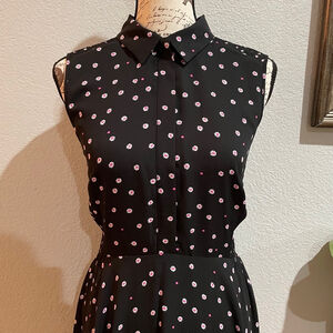 Kate Spade Daisy Dot Floral Shirtdress Size 14 smocked back bodice